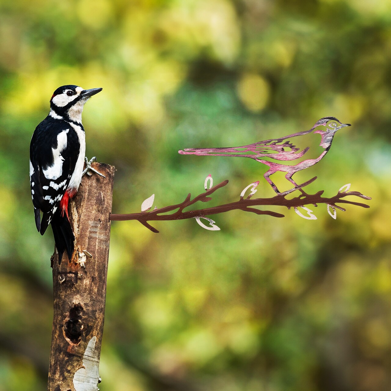 Obiect decorativ de grădină, Bird on the branch 25, 20x50 cm, Multicolor - imagine 7